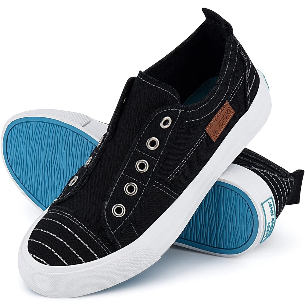 Jenn Ardor Black Slip On Women's Sneakers